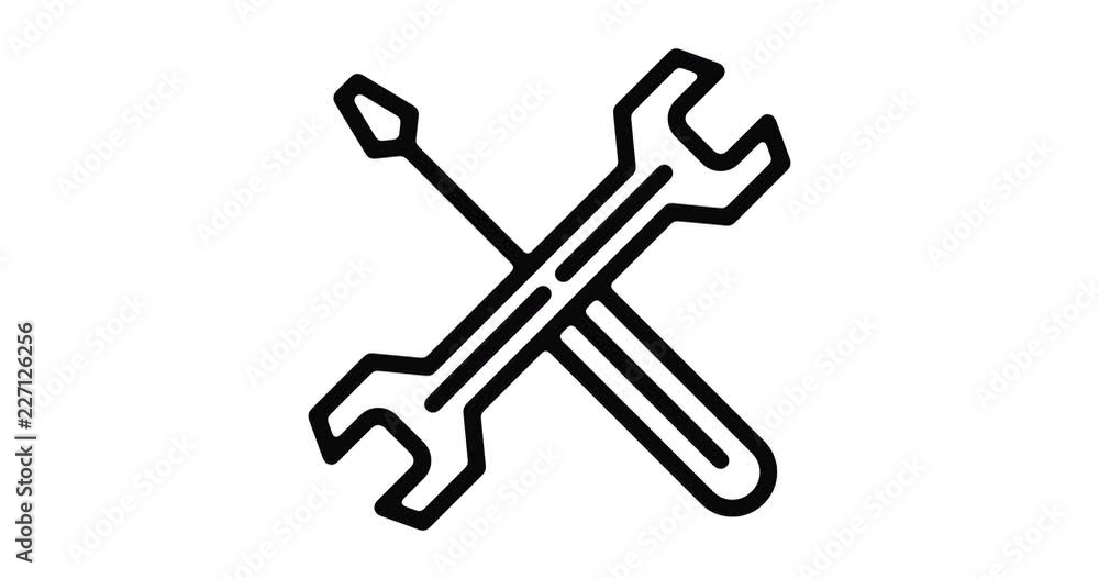 Poster toolkit line icon motion graphic animation with alpha channel.