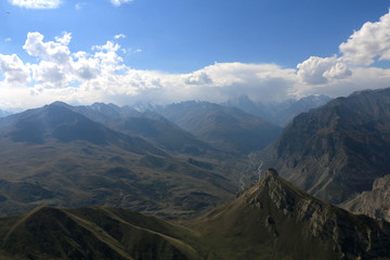 paragliding, mountain landscape with mountains and cloud