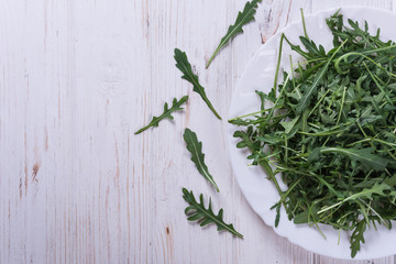 Fresh arugula leaves, rucola