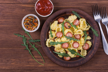 Penne pasta with sausage