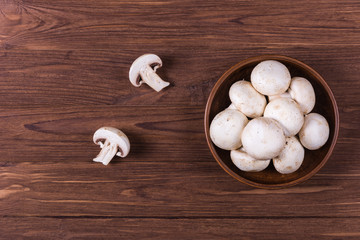 Fresh brown champignon mushrooms