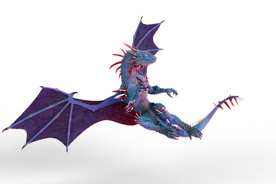 cristal red blue dragon in a white background