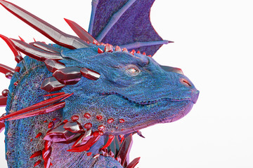 cristal red blue dragon in a white background