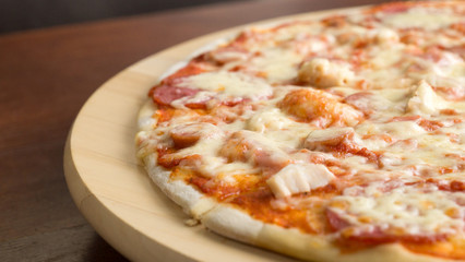 Pizza with cheese and tomatoes