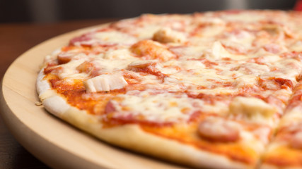 Homemade pizza with sausage and cheese