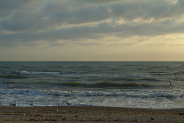 sunset on the beach,horizon,seascape,sky,cloud,panorama,view,waves,nature