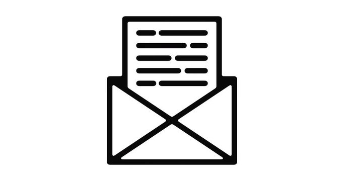 Email line icon motion graphic animation with alpha channel.