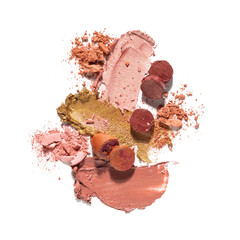 Cosmetic swatch / Creative concept photo of cosmetics swatches on white background.