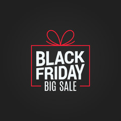 black friday sale gift box on black background