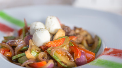 Beef Stew with Homemade Cheese and Vegetables