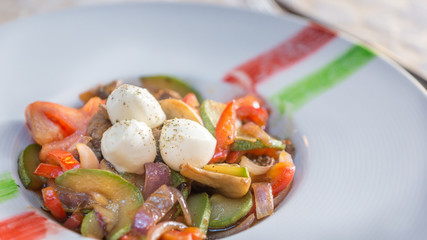 Beef Stew with Homemade Cheese and Vegetables