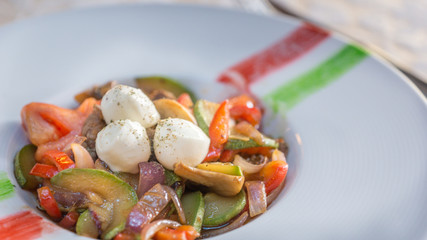 Beef Stew with Homemade Cheese and Vegetables