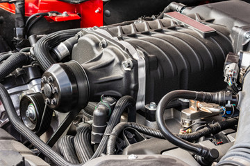 Obraz na płótnie Canvas Car motor of an old-timer