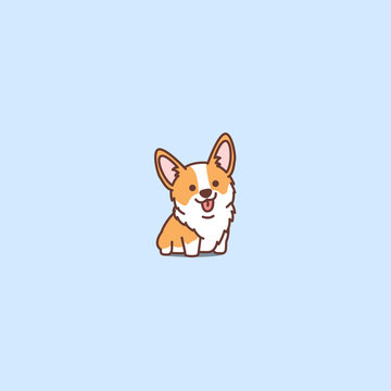 Cute corgi puppy cartoon icon, vector illustration Stock Vector | Adobe  Stock