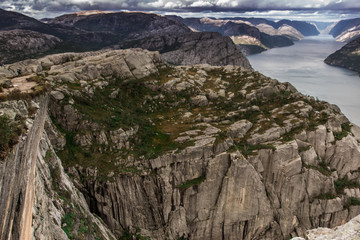 A beautiful landscape with a big mountains and fjord