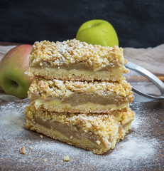 baked slices of pie with apples
