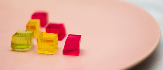 square pieces of jelly