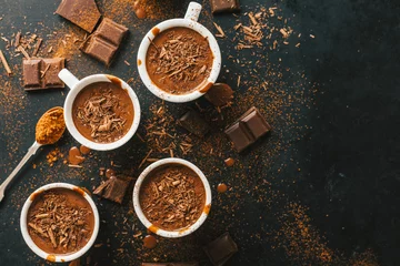 Foto op Plexiglas Tasty hot chocolate drink in small cups © nerudol