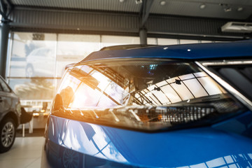 The headlamp of a modern prestigious car from a close angle