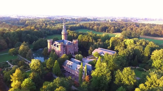 Aerial view on the Moyland castle in Germany
