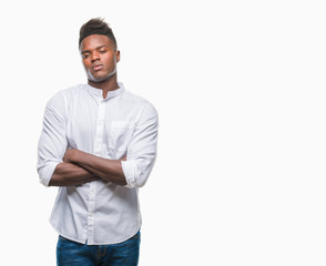 Fototapeta premium Young african american man over isolated background skeptic and nervous, disapproving expression on face with crossed arms. Negative person.
