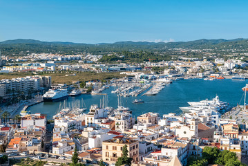 Fototapeta na wymiar Ibiza, aerial view of the harbor and the marina 