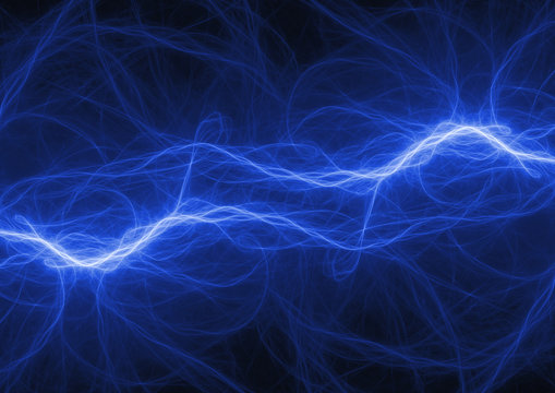 Blue lightning, abstract plasma background