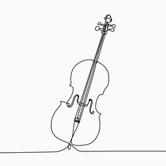 Single line drawing of a cello. Classical music instrument for jazz and folk vector illustration. © ngupakarti