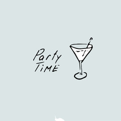 Party time Hand drawn concept and inscription