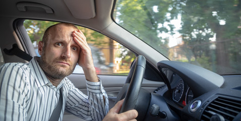 Aggressive and crazy driver in his car