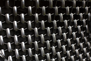 Modern luxury car close-up of grille. Background, concept of expensive, sports auto detailing