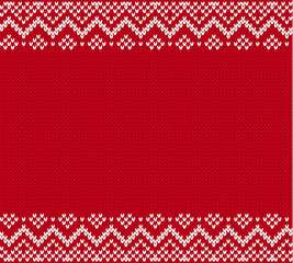 Fototapeta na wymiar Knitted pattern for a sweater in fair Isle style. Knit geometric ornament with empty place for text.