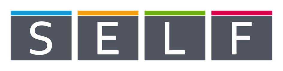 Self - letters written in gray boxes on white background