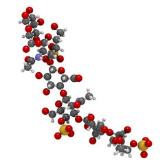 Chondroitin sulphate (short fragment). Important component of cartilage. Used as dietary supplement in treatment of osteoarthritis. 3D rendering.