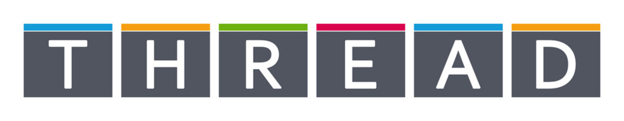 Thread - letters written in gray boxes on white background