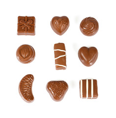chocolate candies isolated on white