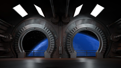 Obraz premium Środowisko kosmiczne, gotowe do kompilacji twoich postaci. Renderowanie 3D