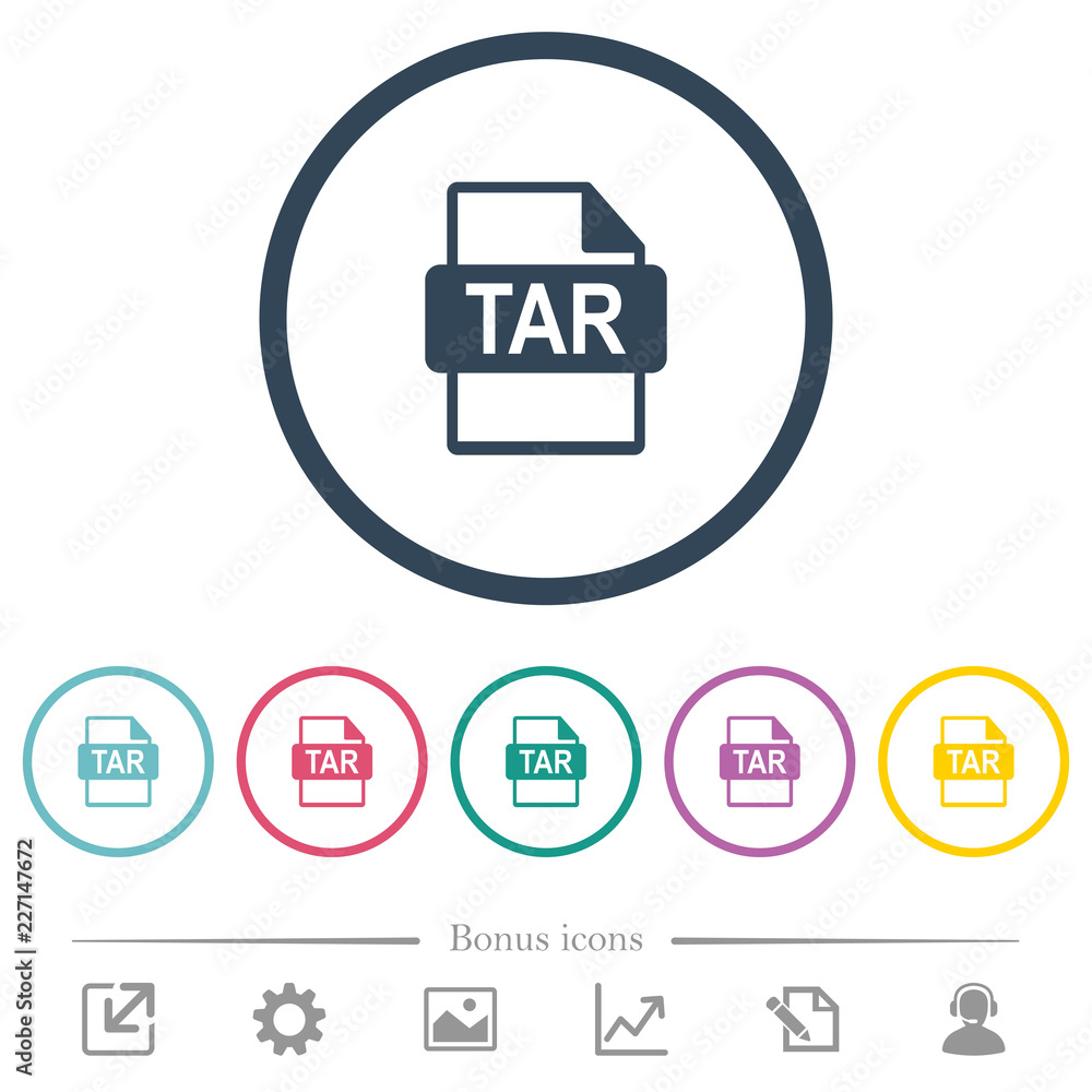 Aufkleber tar file format flat color icons in round outlines