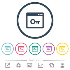 Lock application flat color icons in round outlines
