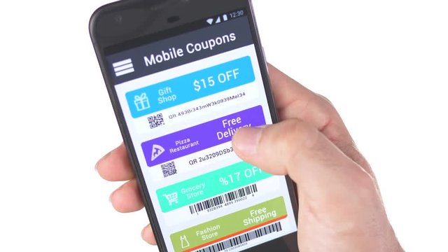 Browsing many rebate coupons online on a smartphone app