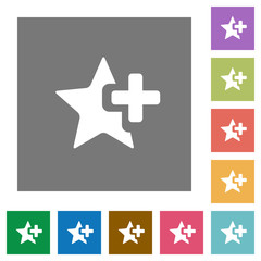 Add star square flat icons