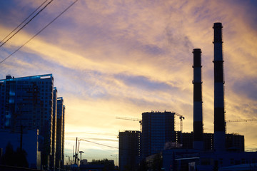 street with high-rise buildings. urban landscape.