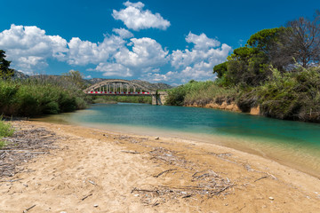 The river Cassibile, in Sicily, near its mouth
