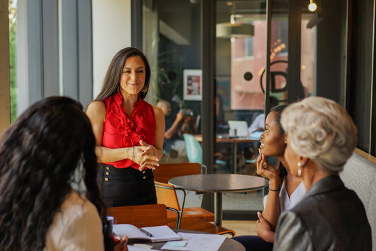 Businesswoman talking in office meeting
