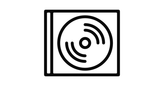 DVD line icon motion graphic animation with alpha channel.