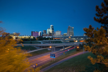 Kansas City Missouri skyline at night