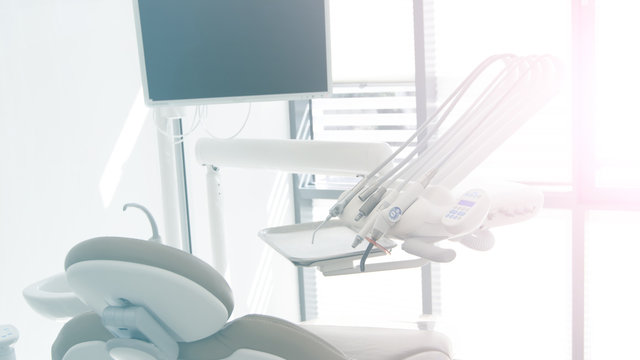 Abstract sharp hospital and clinic interior for background - Processing Blue color white balance