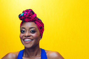 millennial black woman with yellow background