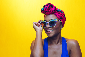 millennial black woman with yellow background