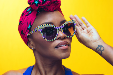 millennial black woman with yellow background